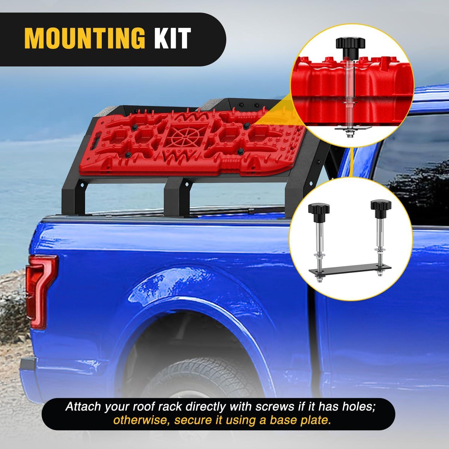 image:imageNilight Recovery OffRoad Traction Boards 2Pcs 43L x 133W with Yellow Teeth for 4WD 4X4 Mud Sand Snow Includes 2PCS Mounting Kit amp Carry Bag GreyRed