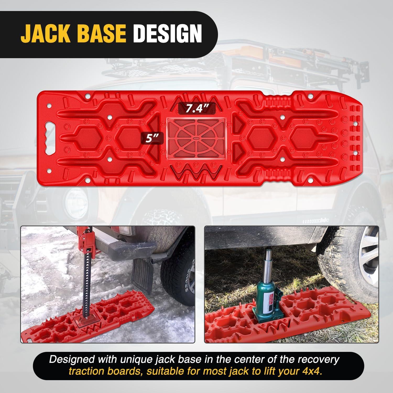 image:imageNilight Recovery OffRoad Traction Boards 2Pcs 43L x 133W with Yellow Teeth for 4WD 4X4 Mud Sand Snow Includes 2PCS Mounting Kit amp Carry Bag GreyRed