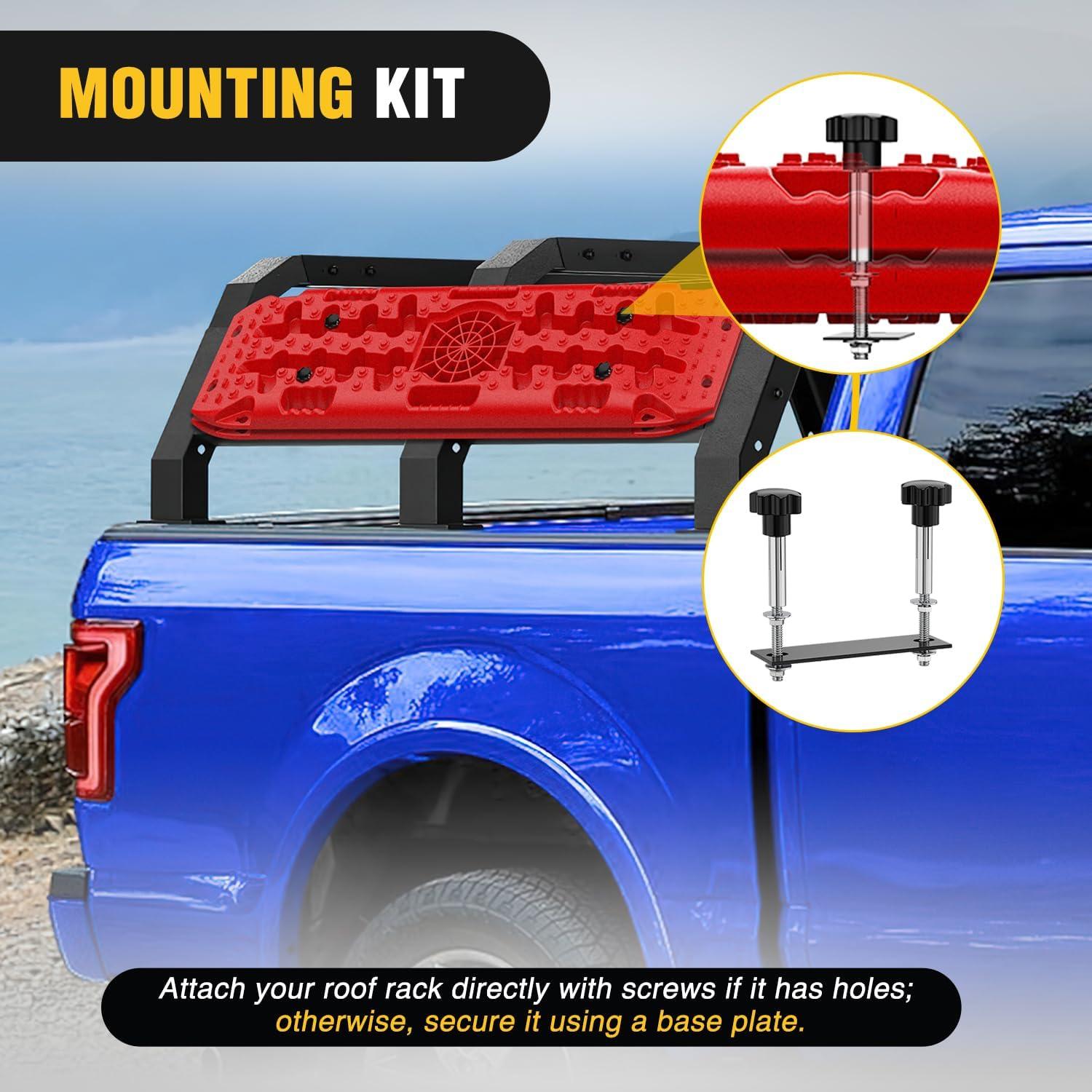 image:imageNilight Recovery OffRoad Traction Boards 2Pcs 43L x 133W with Yellow Teeth for 4WD 4X4 Mud Sand Snow Includes 2PCS Mounting Kit amp Carry Bag GreyRed