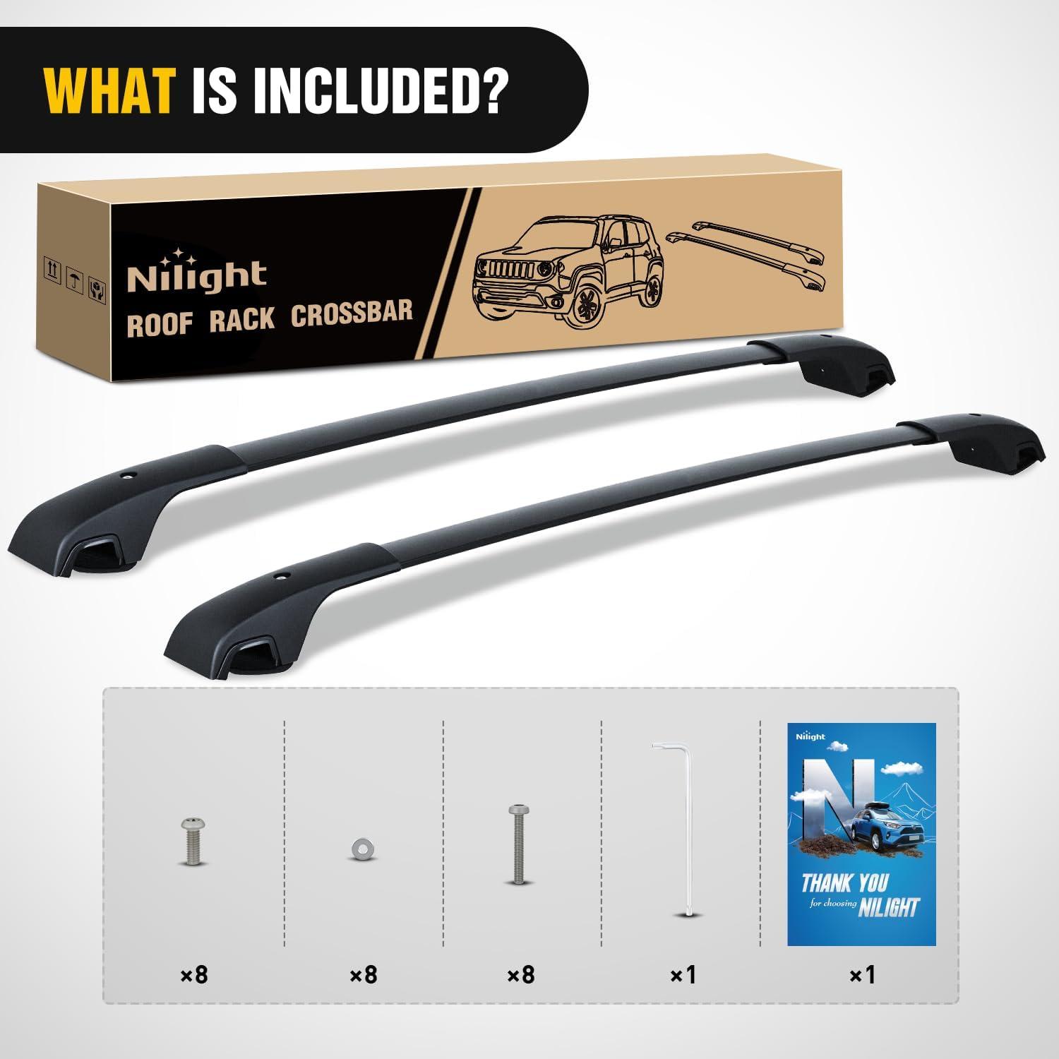 image:imageNilight Roof Rack Cross Bars Fit for Chevrolet Chevy Tahoe Suburban GMC Yukon Cadillac Escalade 20152021 Adjustable Aluminum Less Wind Noise Car Crossbars for Cargo Carrier Luggage Box Kayak TentJeep Renegade 20152021