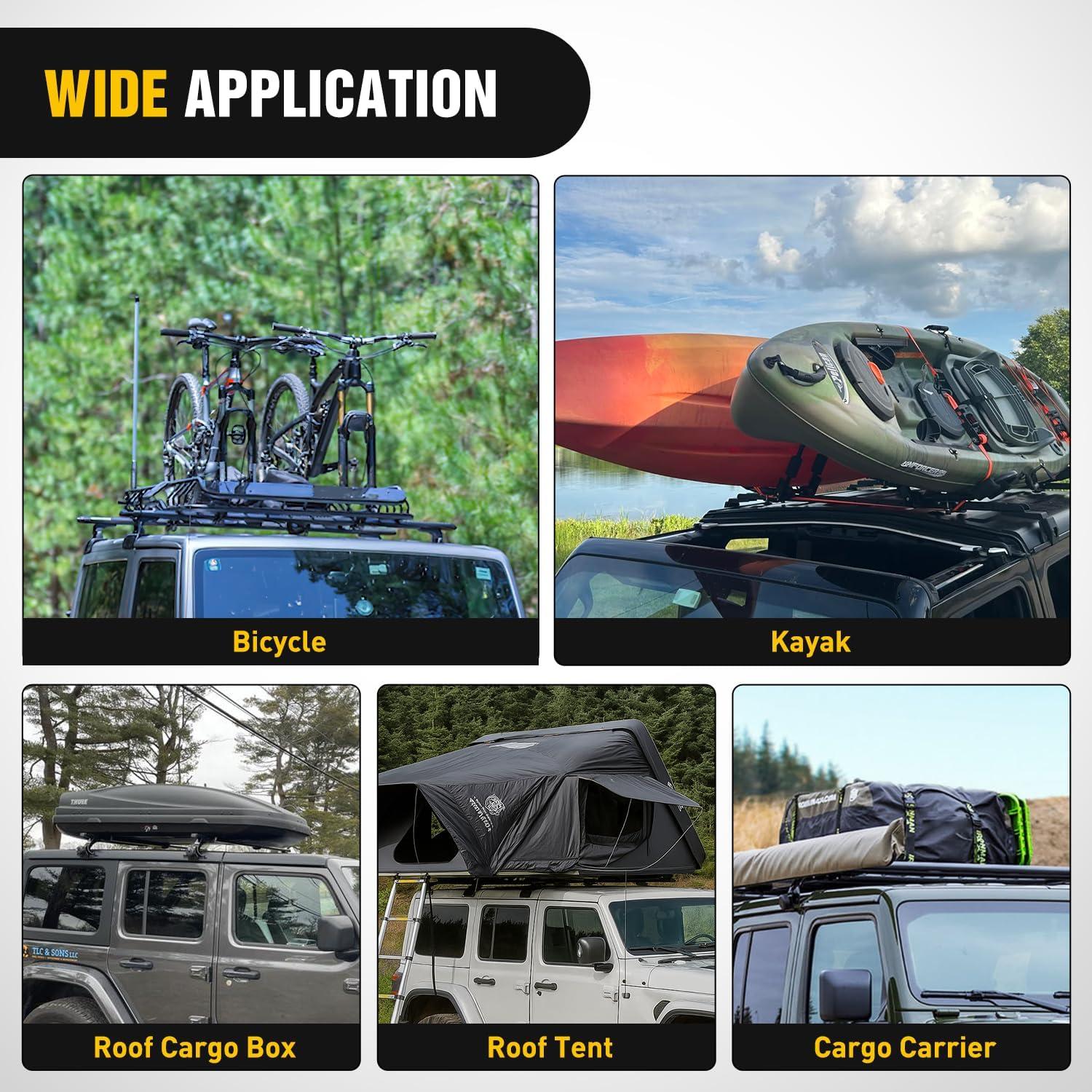 image:imageNilight Roof Rack Cross Bars Fit for Chevrolet Chevy Tahoe Suburban GMC Yukon Cadillac Escalade 20152021 Adjustable Aluminum Less Wind Noise Car Crossbars for Cargo Carrier Luggage Box Kayak TentJeep Wrangler JK JL 4XE JT 20072025 300LBS