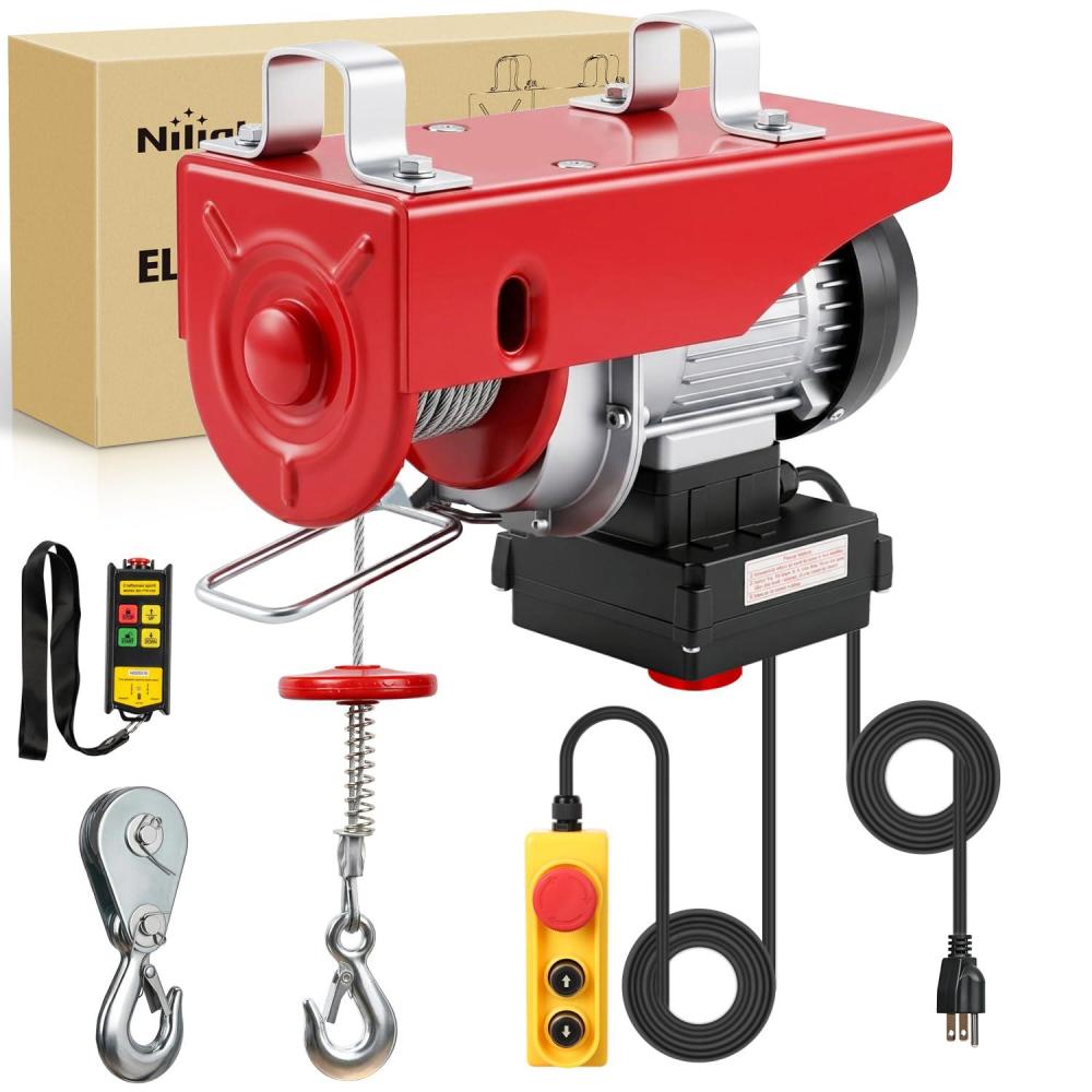 image:imageNilight 1760LBS Electric Hoist 110V Electric Hoist Winch with Wireless Remote Control SingleDouble Slings 39FT Lifting Height Material Handling Tool for Garage Warehouses Factory Attic Ceiling Crane440LBS Wireless Wired Remote