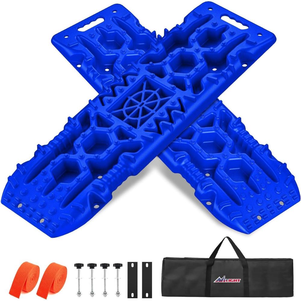 image:imageNilight Recovery OffRoad Traction Boards 2Pcs 43L x 133W with Yellow Teeth for 4WD 4X4 Mud Sand Snow Includes 2PCS Mounting Kit amp Carry Bag GreyBlue