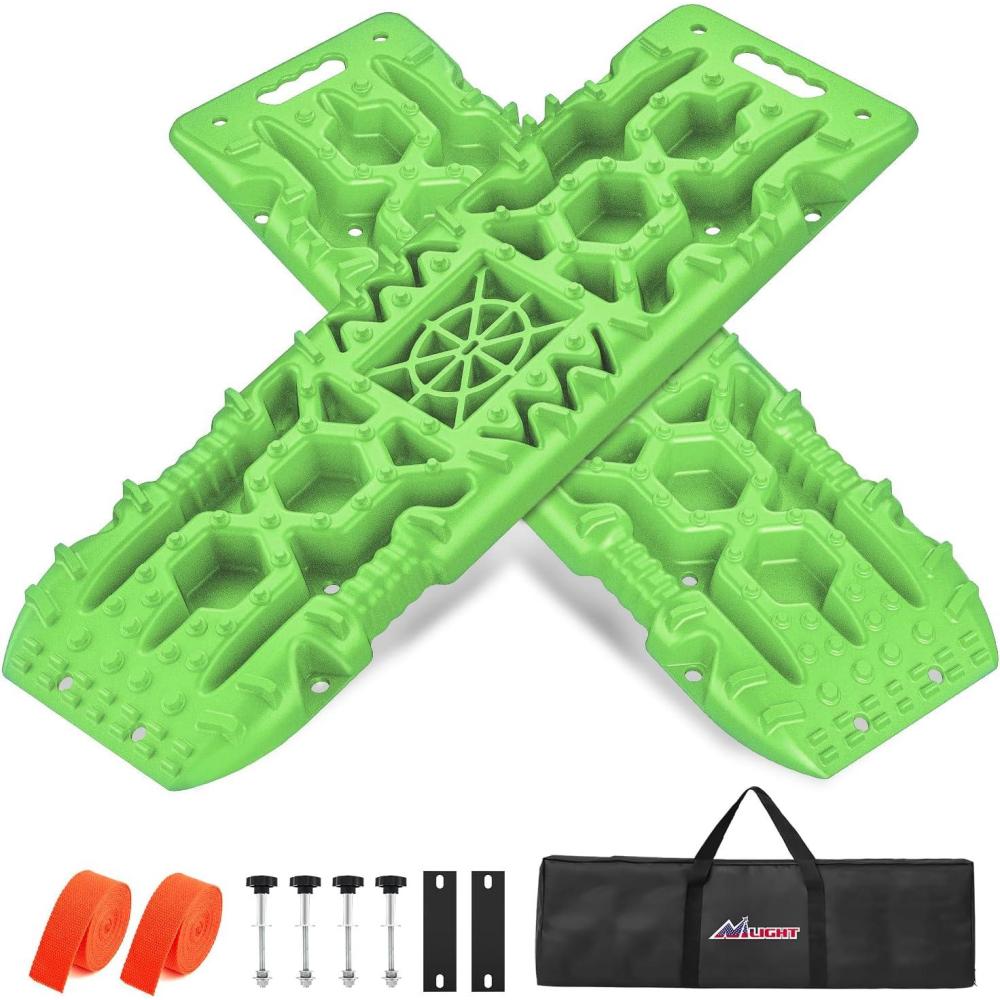 image:imageNilight Recovery OffRoad Traction Boards 2Pcs 43L x 133W with Yellow Teeth for 4WD 4X4 Mud Sand Snow Includes 2PCS Mounting Kit amp Carry Bag GreyGreen