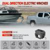 Nilight Boat Trailer Winch 3500 lbs Portable Electric Boat Winches 12 V DC Marine Winch with Steel Cable Remote Control & Hand Crank Power-In Freewheel Operat Waterproof Winch for Boat Trailer, Orange(Gray)