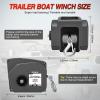 Nilight Boat Trailer Winch 3500 lbs Portable Electric Boat Winches 12 V DC Marine Winch with Steel Cable Remote Control & Hand Crank Power-In Freewheel Operat Waterproof Winch for Boat Trailer, Orange(Gray)