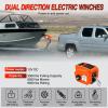 Nilight Boat Trailer Winch 3500 lbs Portable Electric Boat Winches 12 V DC Marine Winch with Steel Cable Remote Control & Hand Crank Power-In Freewheel Operat Waterproof Winch for Boat Trailer, Orange(Orange)