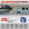 Nilight Boat Trailer Winch 3500 lbs Portable Electric Boat Winches 12 V DC Marine Winch with Steel Cable Remote Control & Hand Crank Power-In Freewheel Operat Waterproof Winch for Boat Trailer, Orange(Blue)