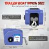 Nilight Boat Trailer Winch 3500 lbs Portable Electric Boat Winches 12 V DC Marine Winch with Steel Cable Remote Control & Hand Crank Power-In Freewheel Operat Waterproof Winch for Boat Trailer, Orange(Blue)