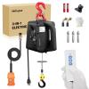 Nilight 3-in-1 Electric Hoist Winch, 1100LBS 1500W Portable Power Winch Crane with Manual Wired Wireless Remote Control, 110V Electric Hoist 25FT Lifting Height for Garage Warehouses Factories, Orange(1100LBS 3-in-1 Black)