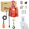 Nilight 3-in-1 Electric Hoist Winch, 1100LBS 1500W Portable Power Winch Crane with Manual Wired Wireless Remote Control, 110V Electric Hoist 25FT Lifting Height for Garage Warehouses Factories, Orange(1100LBS 3-in-1 Orange)