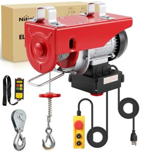 Nilight 1760LBS Electric Hoist 110V Electric Hoist Winch with Wireless Remote Control, Single/Double Slings 39FT Lifting Height Material Handling Tool for Garage Warehouses Factory Attic Ceiling Crane(440LBS Wireless & Wired Remote)