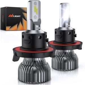 Nilight H13/9008 Bulbs, 350% Brighter LED High and Low Beam Bulb, 6000K Cool White Super Bright, 2-Pack(H13/9008)