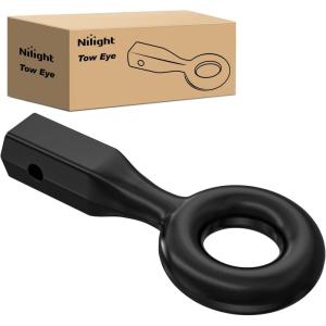 Nilight Heavy Duty Pintle Hitch Lunette Ring Tow Eye,3″ ID, 26,455 lbs（12T） Capacity,Black Powdercoat,Trailers and Towing Accessories(2″ Receivers Tow Eye)