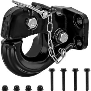 Nilight Heavy Duty Pintle Hitch Lunette Ring Tow Eye,3″ ID, 26,455 lbs（12T） Capacity,Black Powdercoat,Trailers and Towing Accessories(20-Ton Capacity)