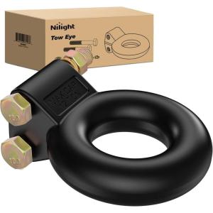 Nilight Heavy Duty Pintle Hitch Lunette Ring Tow Eye,3″ ID, 26,455 lbs（12T） Capacity,Black Powdercoat,Trailers and Towing Accessories(3″ ID 12-Ton Tow Eye)