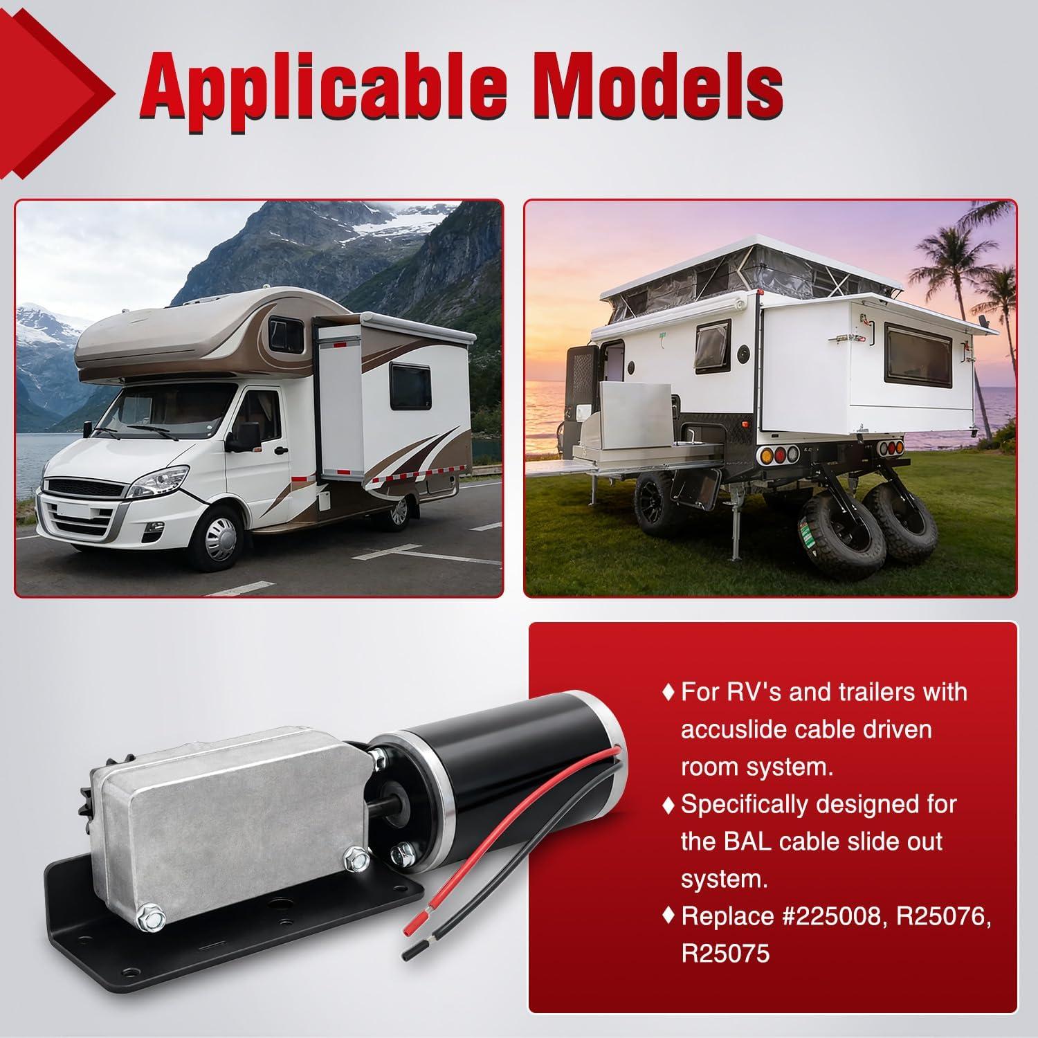 image:imageNilight 236575 RV inWall SlideOut Motor Compatible with Lippert Schwintek in Wall Slide System 3001 High Torque Gear Ratio IG42 10mm Motor Assembly for Travel Trailer CamperReplace225008