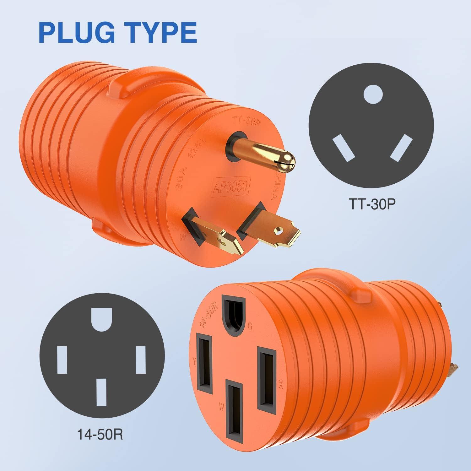 image:imageNilight 30 Amp to 50Amp RV Power Adapter 3 Prong 125250 Volt Heavy Duty Converter TT30P to 1450R 30A Male Plug to 50A Female Receptacle for Camper Caravan Trailer Generator30Amp Male to 50Amp Female