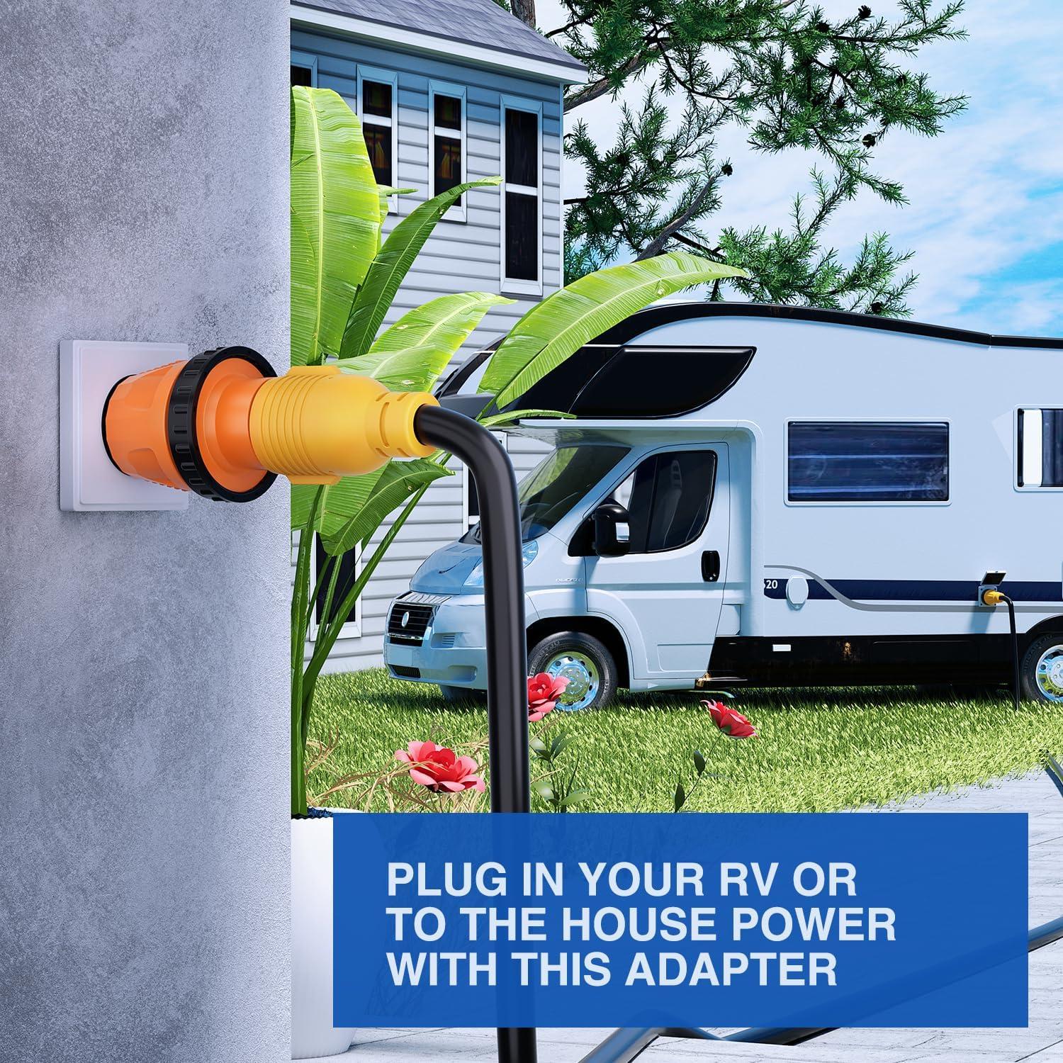 image:imageNilight 30 Amp to 50Amp RV Power Adapter 3 Prong 125250 Volt Heavy Duty Converter TT30P to 1450R 30A Male Plug to 50A Female Receptacle for Camper Caravan Trailer Generator50A Male to 30A Twist Lock Female