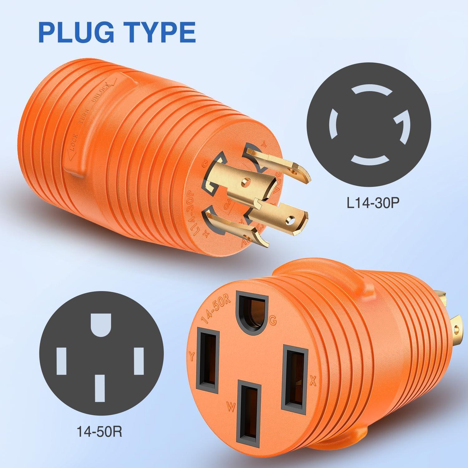 image:imageNilight 30 Amp to 50Amp RV Power Adapter 3 Prong 125250 Volt Heavy Duty Converter TT30P to 1450R 30A Male Plug to 50A Female Receptacle for Camper Caravan Trailer Generator30A Male Twist Lock to 50A Female