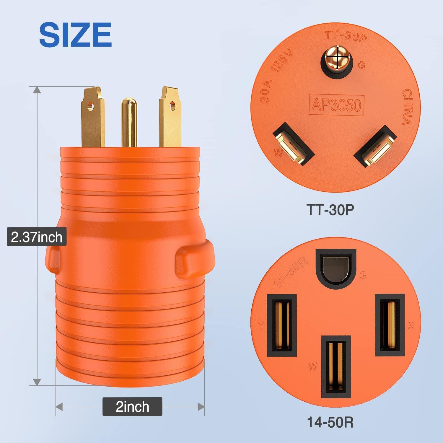 image:imageNilight 30 Amp to 50Amp RV Power Adapter 3 Prong 125250 Volt Heavy Duty Converter TT30P to 1450R 30A Male Plug to 50A Female Receptacle for Camper Caravan Trailer Generator30Amp Male to 50Amp Female