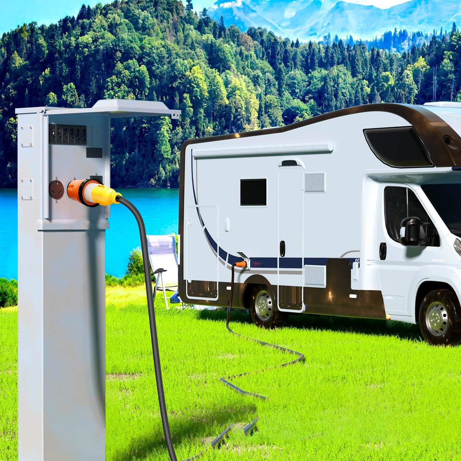 image:imageNilight 30 Amp to 50Amp RV Power Adapter 3 Prong 125250 Volt Heavy Duty Converter TT30P to 1450R 30A Male Plug to 50A Female Receptacle for Camper Caravan Trailer Generator50A Male to 50A Twist Lock Female