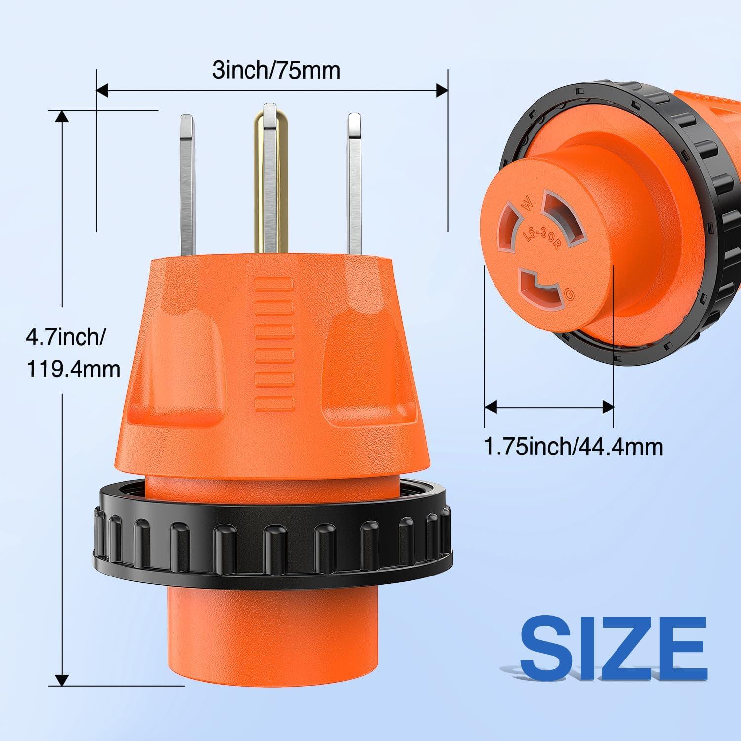 image:imageNilight 30 Amp to 50Amp RV Power Adapter 3 Prong 125250 Volt Heavy Duty Converter TT30P to 1450R 30A Male Plug to 50A Female Receptacle for Camper Caravan Trailer Generator50A Male to 30A Twist Lock Female
