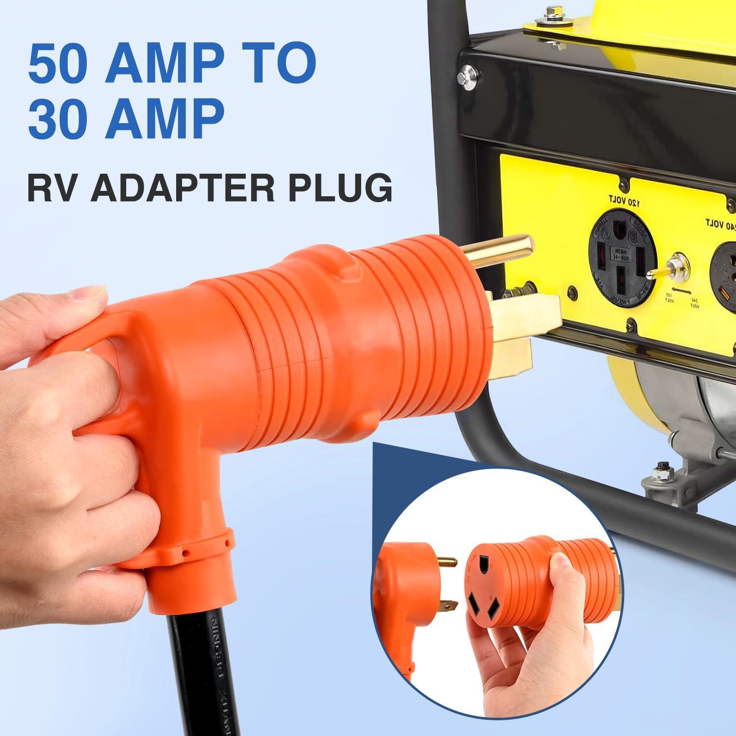 image:imageNilight 30 Amp to 50Amp RV Power Adapter 3 Prong 125250 Volt Heavy Duty Converter TT30P to 1450R 30A Male Plug to 50A Female Receptacle for Camper Caravan Trailer Generator50Amp Male to 30AMP Female