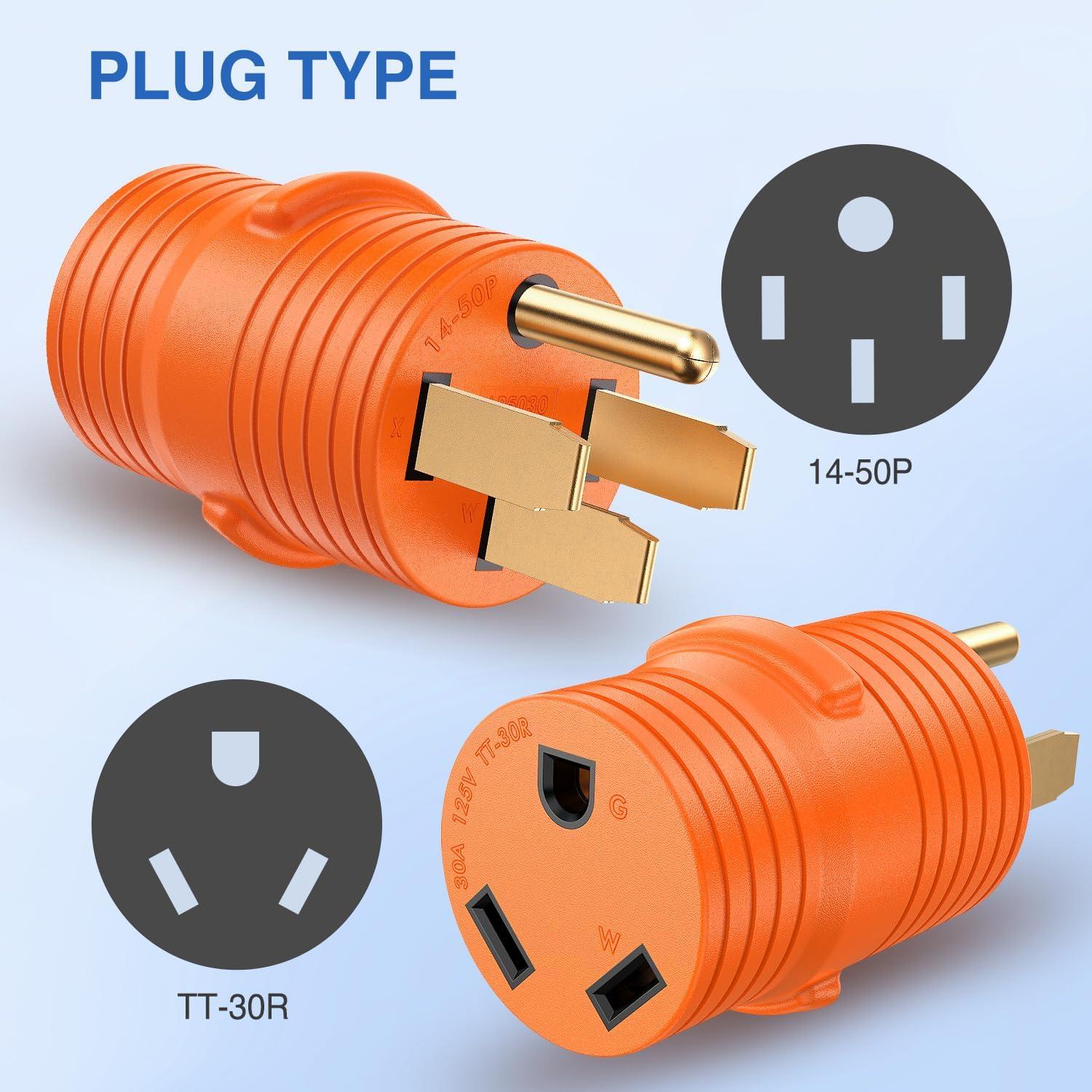 image:imageNilight 30 Amp to 50Amp RV Power Adapter 3 Prong 125250 Volt Heavy Duty Converter TT30P to 1450R 30A Male Plug to 50A Female Receptacle for Camper Caravan Trailer Generator50Amp Male to 30AMP Female