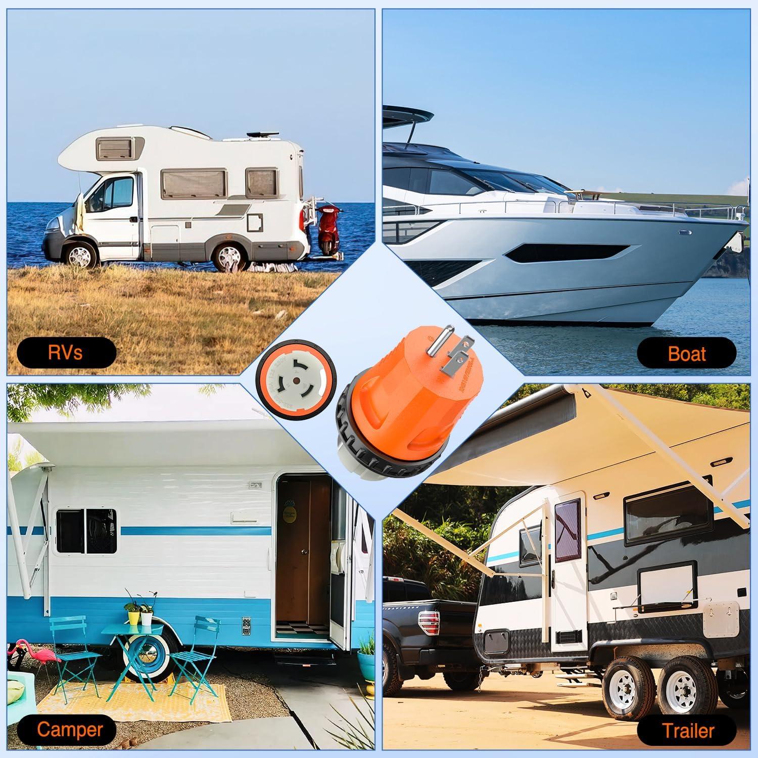 image:imageNilight 30 Amp to 50Amp RV Power Adapter 3 Prong 125250 Volt Heavy Duty Converter TT30P to 1450R 30A Male Plug to 50A Female Receptacle for Camper Caravan Trailer Generator15A Male to 50A Twist Lock Female