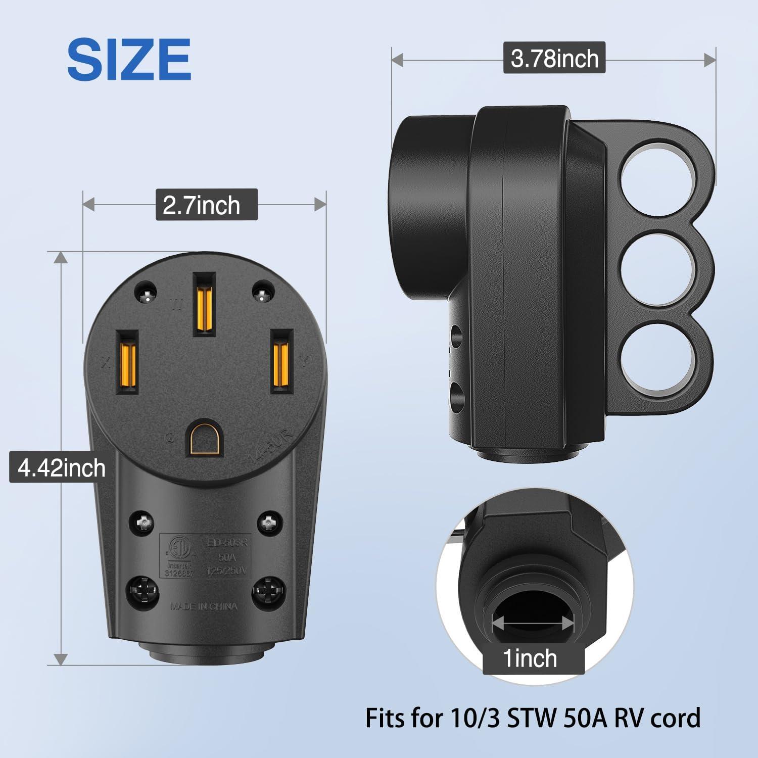 image:imageNilight 50 Amp RV Male Replacement Plug 125250 Volt Heavy Duty Receptacle with Handle ETL Listed NEMA 1450P for Camper Caravan Motorhome Van TrailerBlack