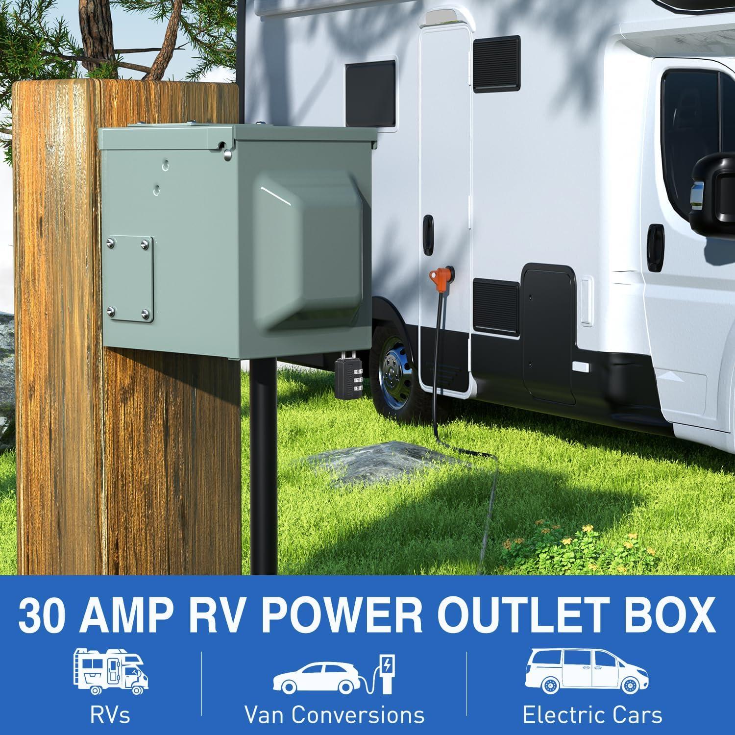 image:imageNilight 50AMP RV EV Power Outlet Box 125250V NEMA 1450R Receptacle Heavy Duty Predrilled ETL Listed Enclosed Lockable Box Waterproof for Camper Caravan Motorhome Van30A Outlet Box