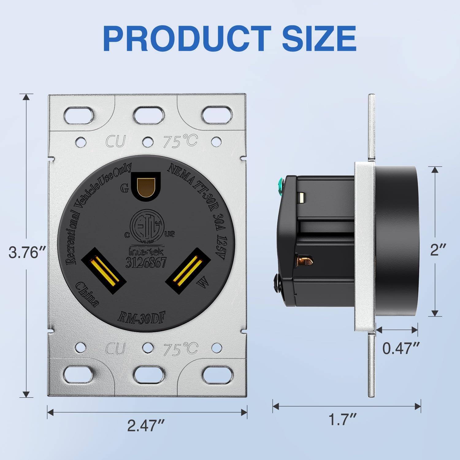 image:imageNilight 50AMP RV EV Power Outlet Box 125250V NEMA 1450R Receptacle Heavy Duty Predrilled ETL Listed Enclosed Lockable Box Waterproof for Camper Caravan Motorhome Van30A Outlet Panel