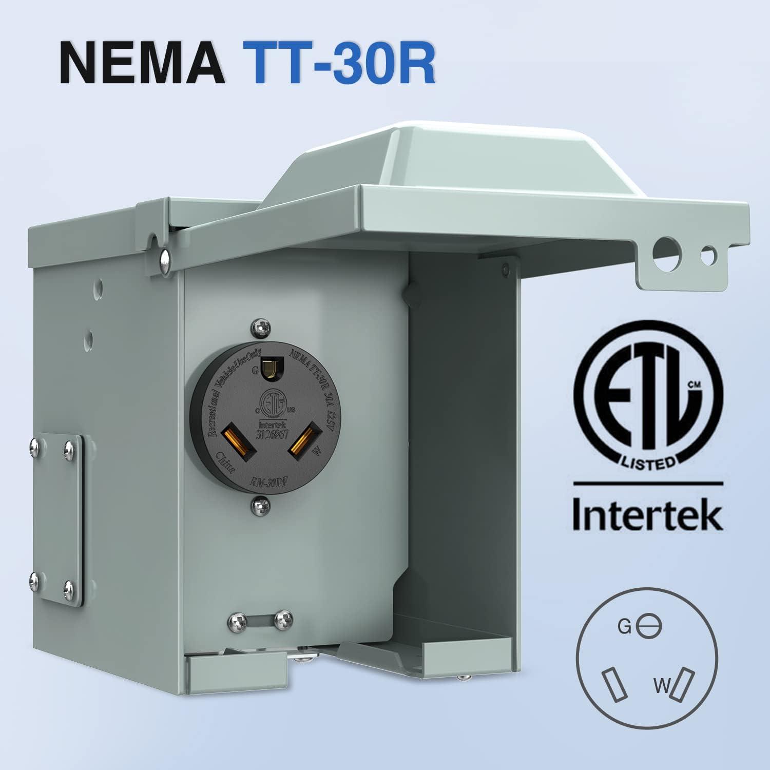 image:imageNilight 50AMP RV EV Power Outlet Box 125250V NEMA 1450R Receptacle Heavy Duty Predrilled ETL Listed Enclosed Lockable Box Waterproof for Camper Caravan Motorhome Van30A Outlet Box