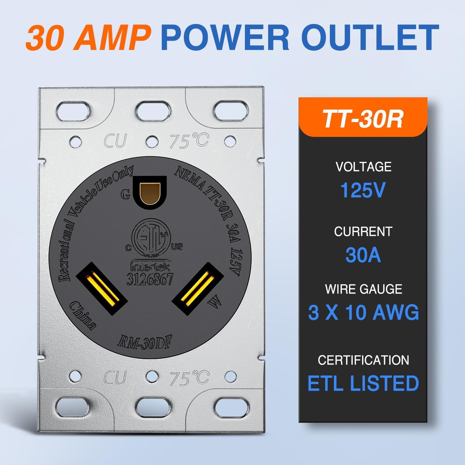 image:imageNilight 50AMP RV EV Power Outlet Box 125250V NEMA 1450R Receptacle Heavy Duty Predrilled ETL Listed Enclosed Lockable Box Waterproof for Camper Caravan Motorhome Van30A Outlet Panel