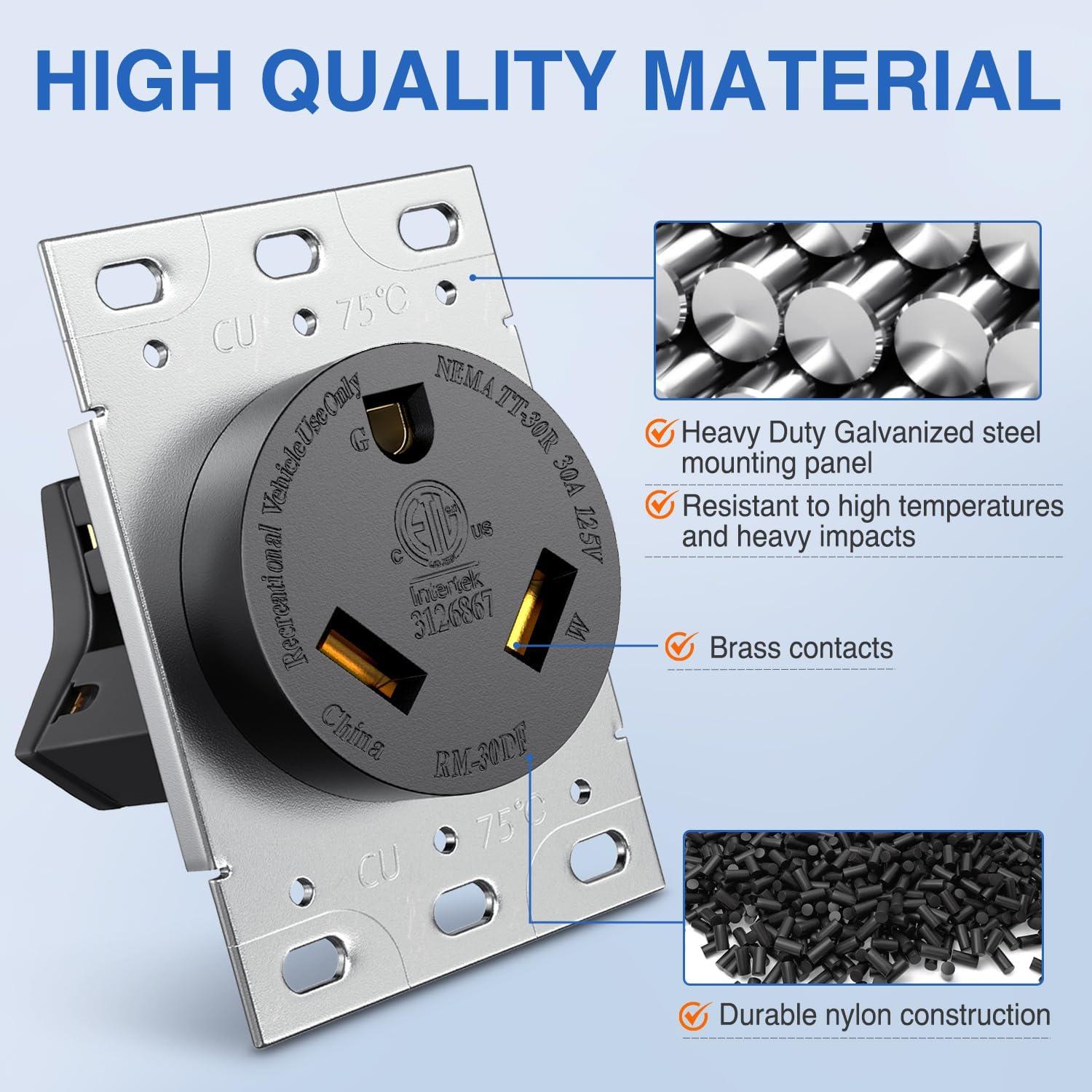 image:imageNilight 50AMP RV EV Power Outlet Box 125250V NEMA 1450R Receptacle Heavy Duty Predrilled ETL Listed Enclosed Lockable Box Waterproof for Camper Caravan Motorhome Van30A Outlet Panel