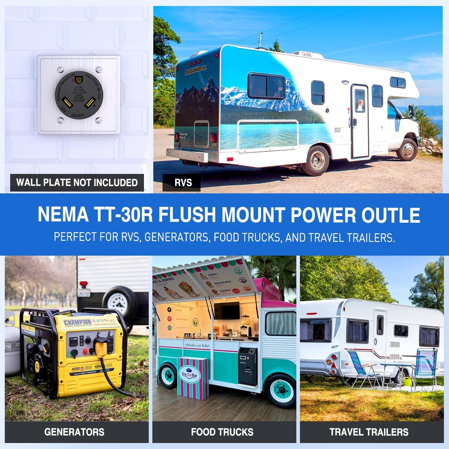 image:imageNilight 50AMP RV EV Power Outlet Box 125250V NEMA 1450R Receptacle Heavy Duty Predrilled ETL Listed Enclosed Lockable Box Waterproof for Camper Caravan Motorhome Van30A Outlet Panel