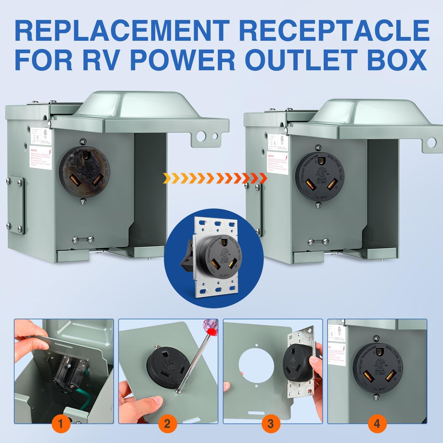 image:imageNilight 50AMP RV EV Power Outlet Box 125250V NEMA 1450R Receptacle Heavy Duty Predrilled ETL Listed Enclosed Lockable Box Waterproof for Camper Caravan Motorhome Van30A Outlet Panel