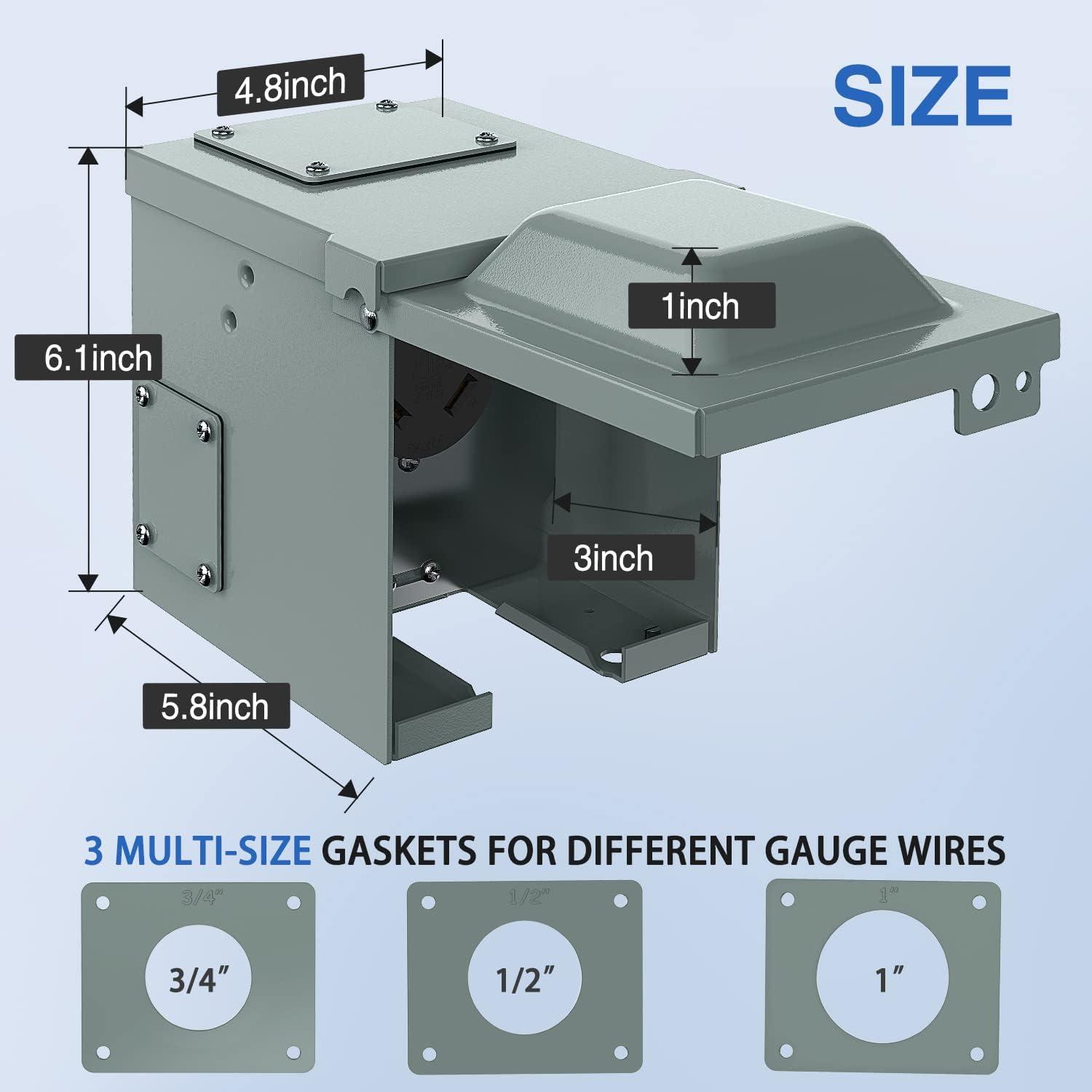 image:imageNilight 50AMP RV EV Power Outlet Box 125250V NEMA 1450R Receptacle Heavy Duty Predrilled ETL Listed Enclosed Lockable Box Waterproof for Camper Caravan Motorhome Van30A Outlet Box