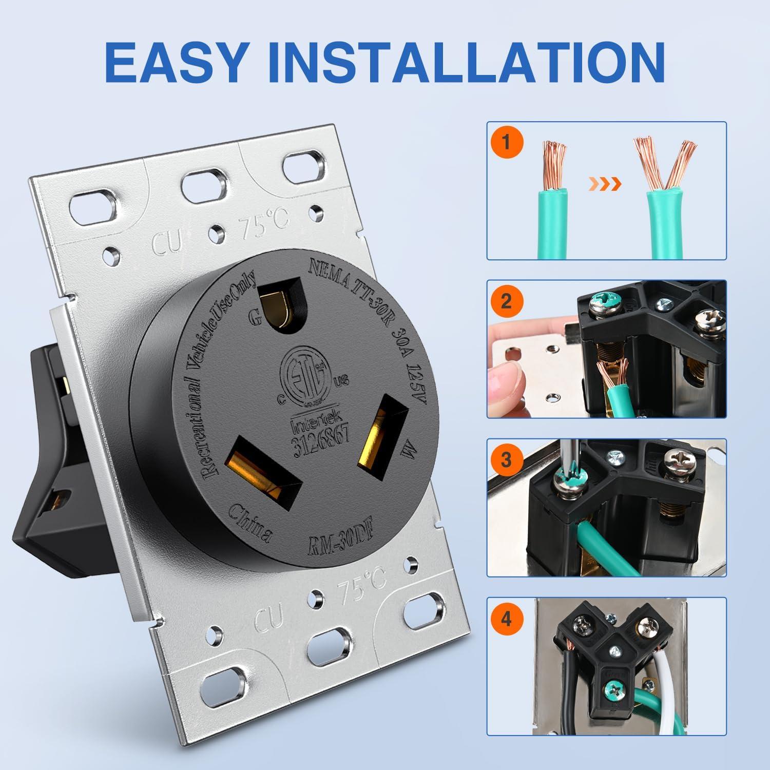 image:imageNilight 50AMP RV EV Power Outlet Box 125250V NEMA 1450R Receptacle Heavy Duty Predrilled ETL Listed Enclosed Lockable Box Waterproof for Camper Caravan Motorhome Van30A Outlet Panel