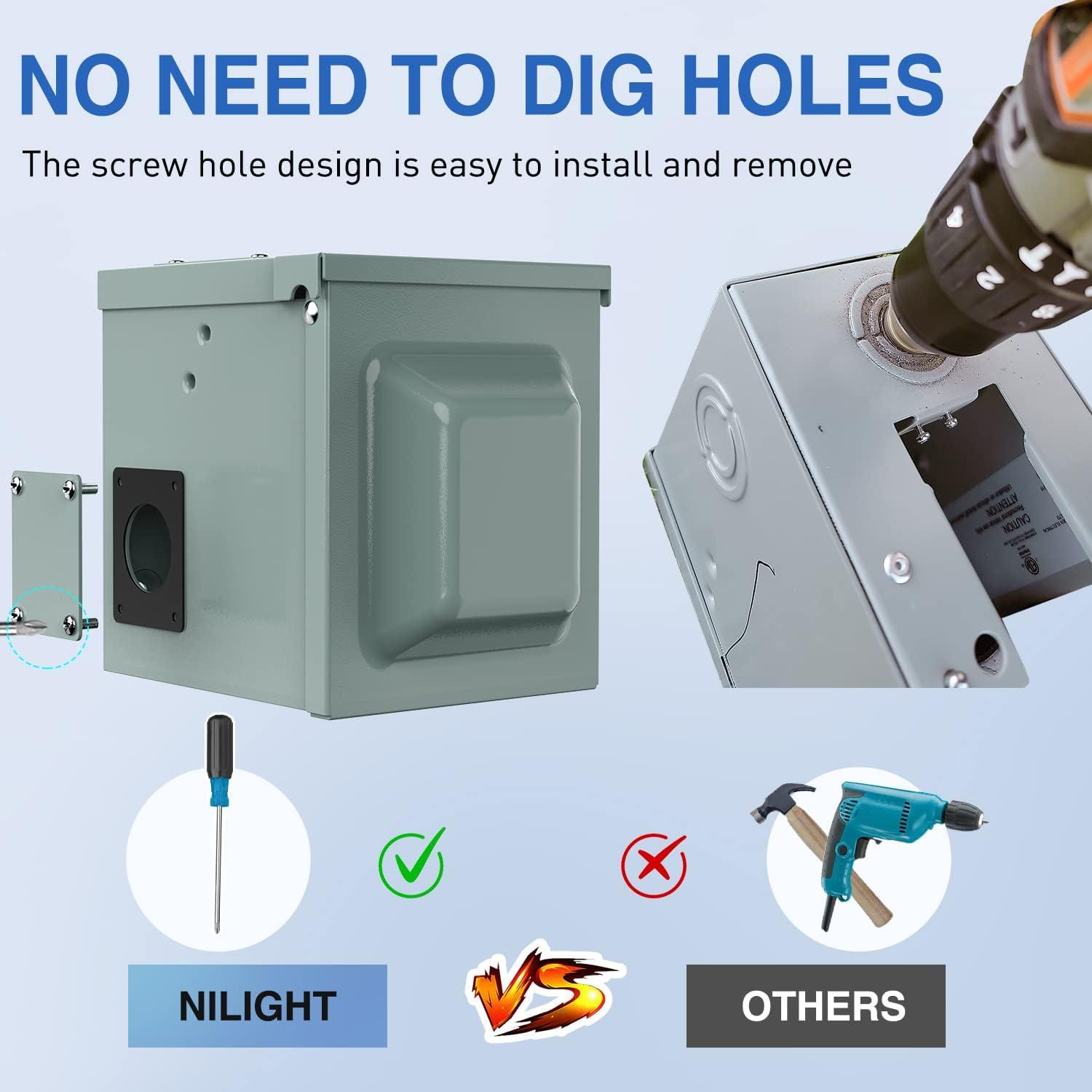 image:imageNilight 50AMP RV EV Power Outlet Box 125250V NEMA 1450R Receptacle Heavy Duty Predrilled ETL Listed Enclosed Lockable Box Waterproof for Camper Caravan Motorhome Van30A Outlet Box