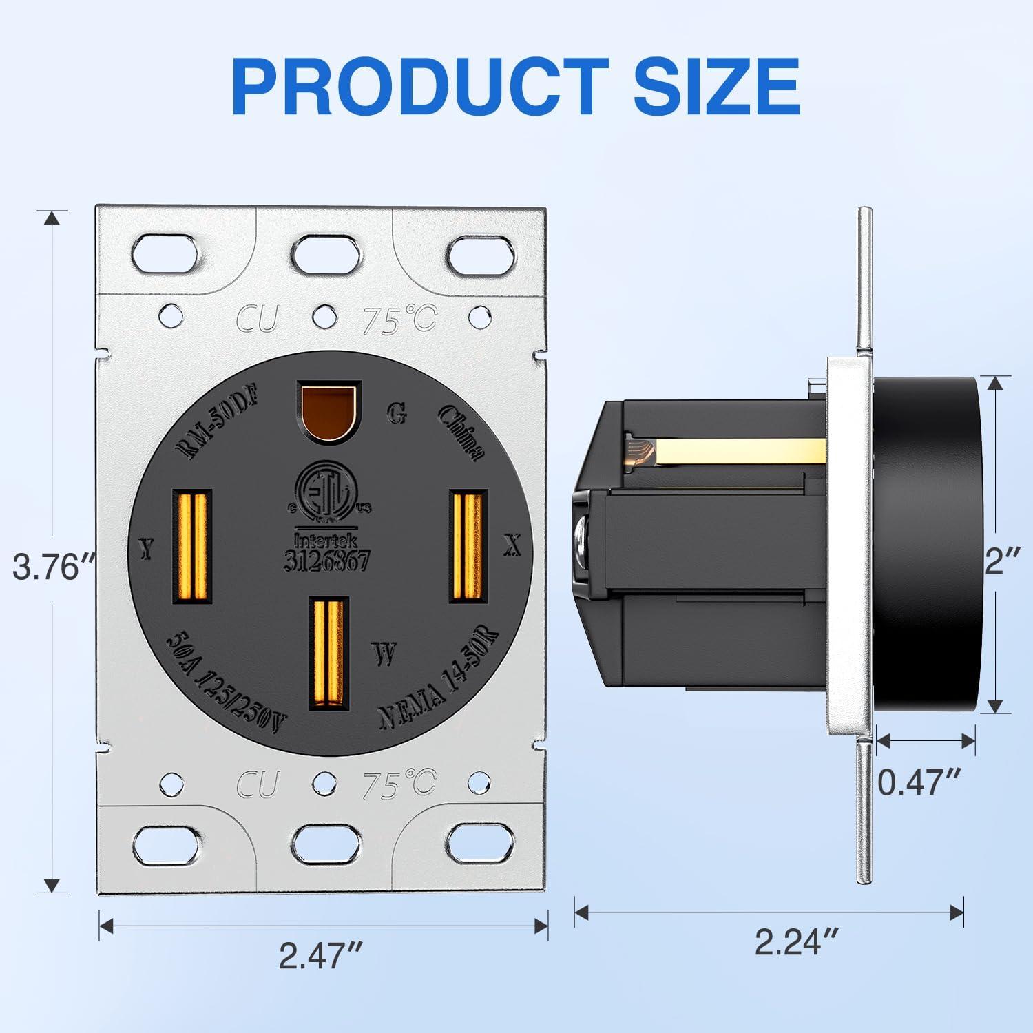 image:imageNilight 50AMP RV EV Power Outlet Box 125250V NEMA 1450R Receptacle Heavy Duty Predrilled ETL Listed Enclosed Lockable Box Waterproof for Camper Caravan Motorhome Van50A Outlet Panel