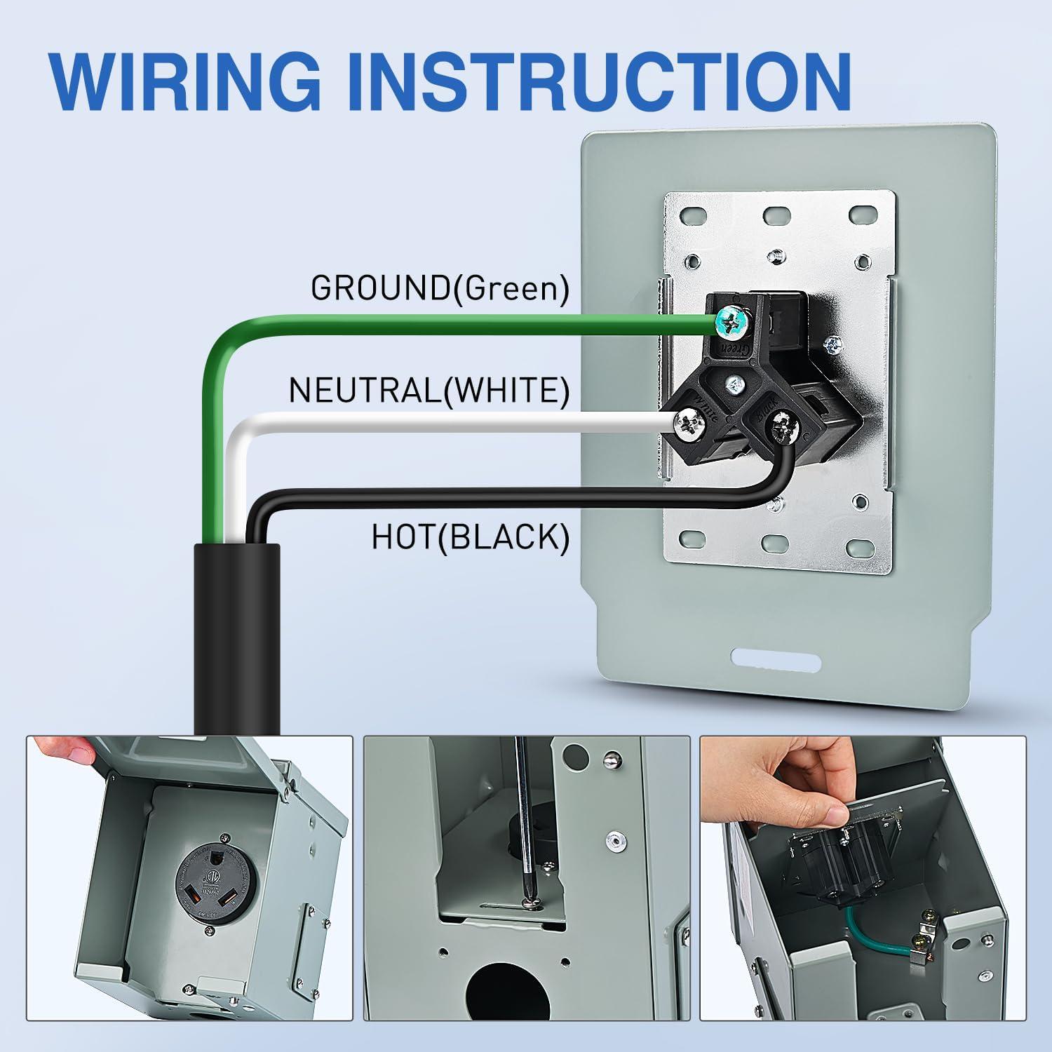 image:imageNilight 50AMP RV EV Power Outlet Box 125250V NEMA 1450R Receptacle Heavy Duty Predrilled ETL Listed Enclosed Lockable Box Waterproof for Camper Caravan Motorhome Van30A Outlet Box