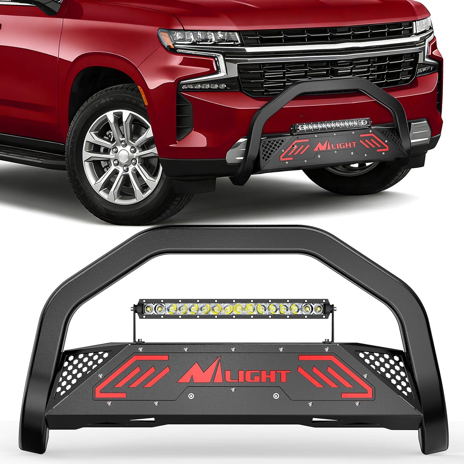 image:imageNilight Bull Bar with Light fits 20032008 Honda Pilot 20062015 Honda Ridgeline 20012006 Acura MDX Front Bumper Grille Brush Push Guard with Skid Plate Licence Plate Hole BlackChevy TahoeSuburban20212024Excl High Country