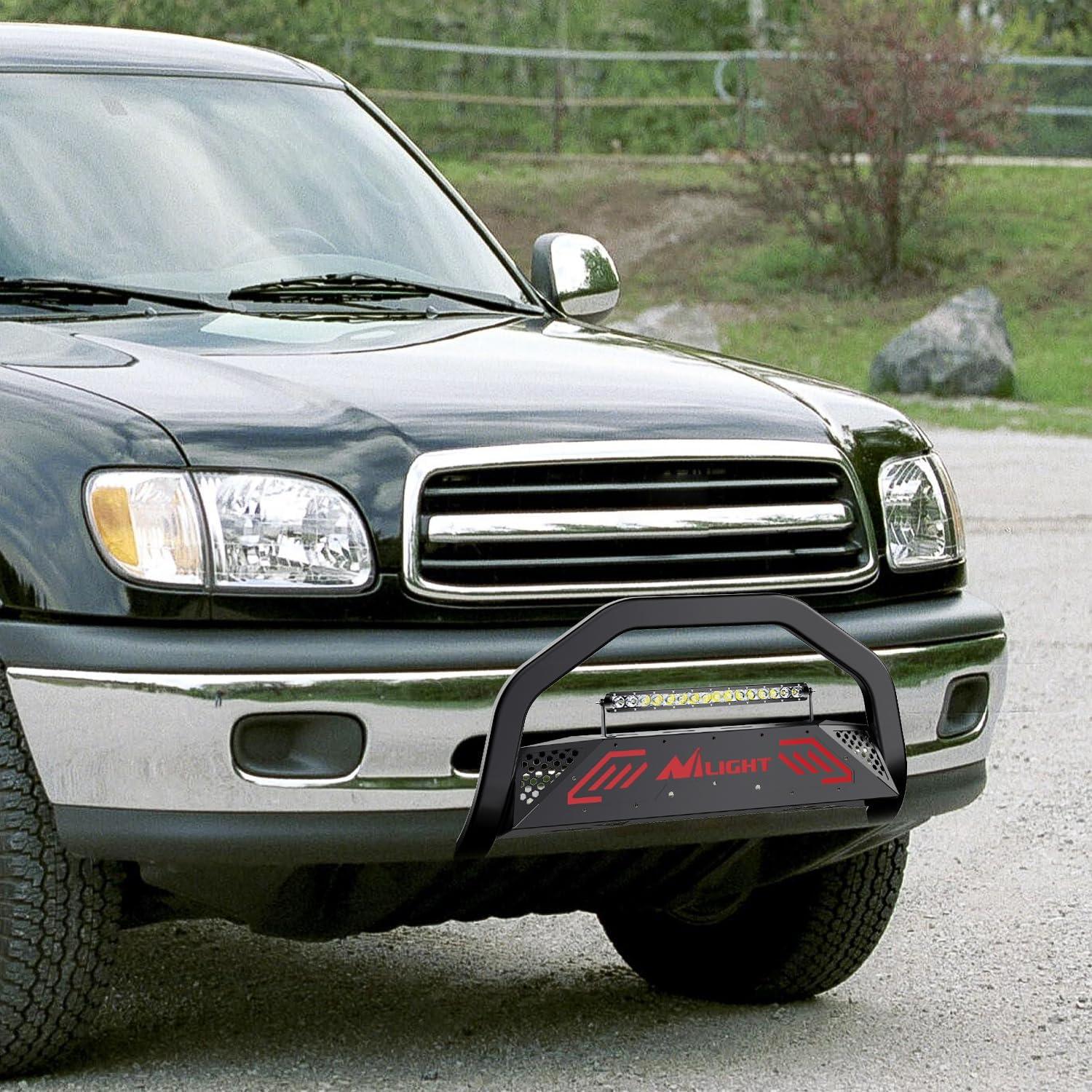 image:imageNilight Bull Bar with Light fits 20032008 Honda Pilot 20062015 Honda Ridgeline 20012006 Acura MDX Front Bumper Grille Brush Push Guard with Skid Plate Licence Plate Hole BlackToyota Tundra 19992006Sequoia 20012007