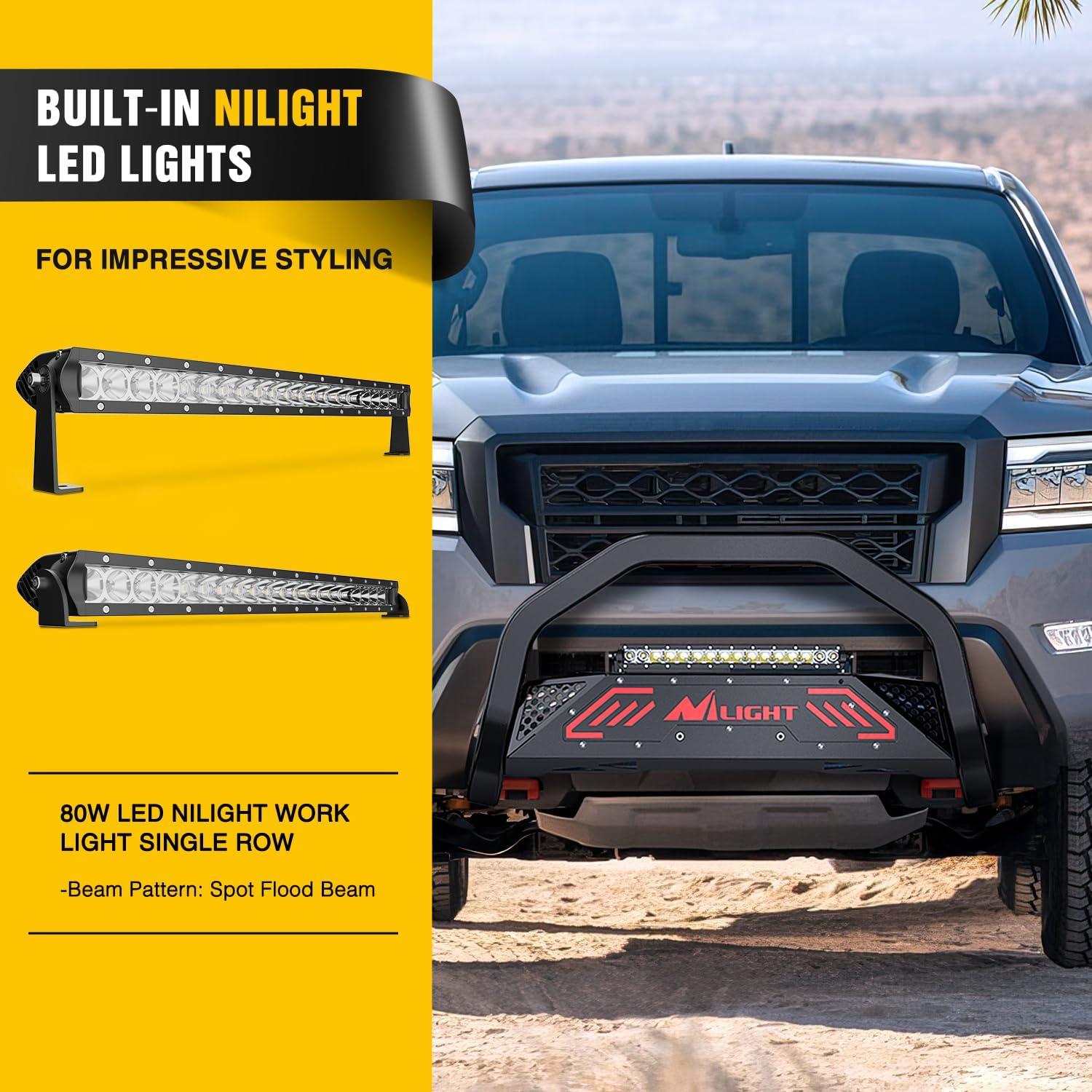 image:imageNilight Bull Bar with Light fits 20032008 Honda Pilot 20062015 Honda Ridgeline 20012006 Acura MDX Front Bumper Grille Brush Push Guard with Skid Plate Licence Plate Hole BlackNissan Frontier 20052021