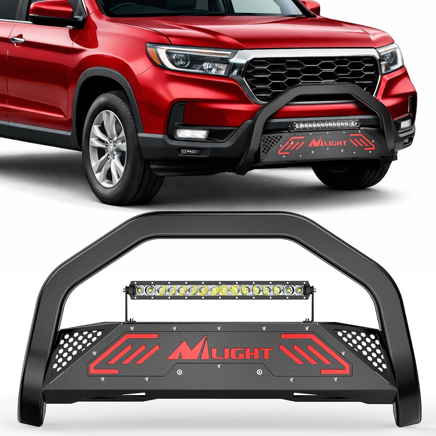 image:imageNilight Bull Bar with Light fits 20032008 Honda Pilot 20062015 Honda Ridgeline 20012006 Acura MDX Front Bumper Grille Brush Push Guard with Skid Plate Licence Plate Hole BlackHonda Pilot 1620 Ridgeline 1724 Odyssey 1820