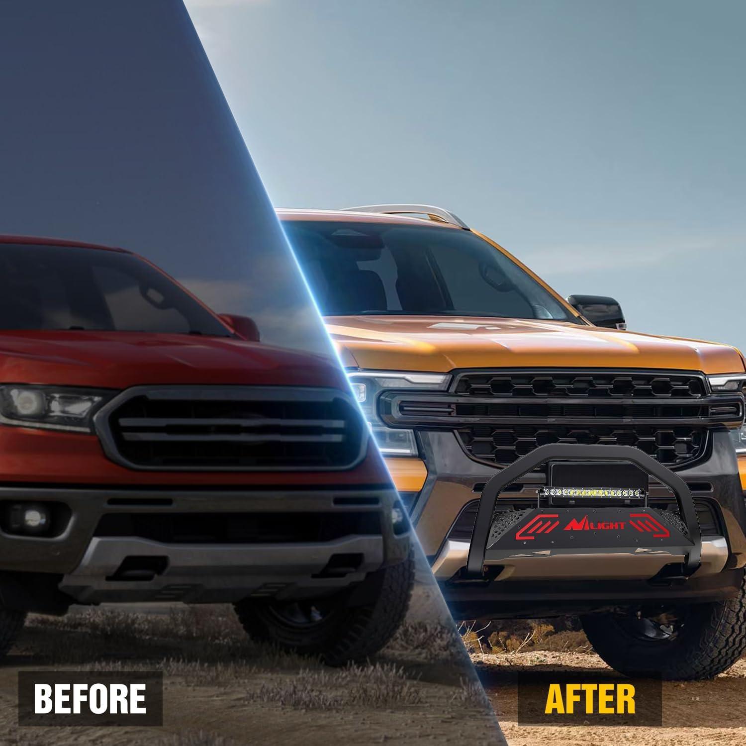 image:imageNilight Bull Bar with Light fits 20032008 Honda Pilot 20062015 Honda Ridgeline 20012006 Acura MDX Front Bumper Grille Brush Push Guard with Skid Plate Licence Plate Hole BlackFord Ranger 20192023