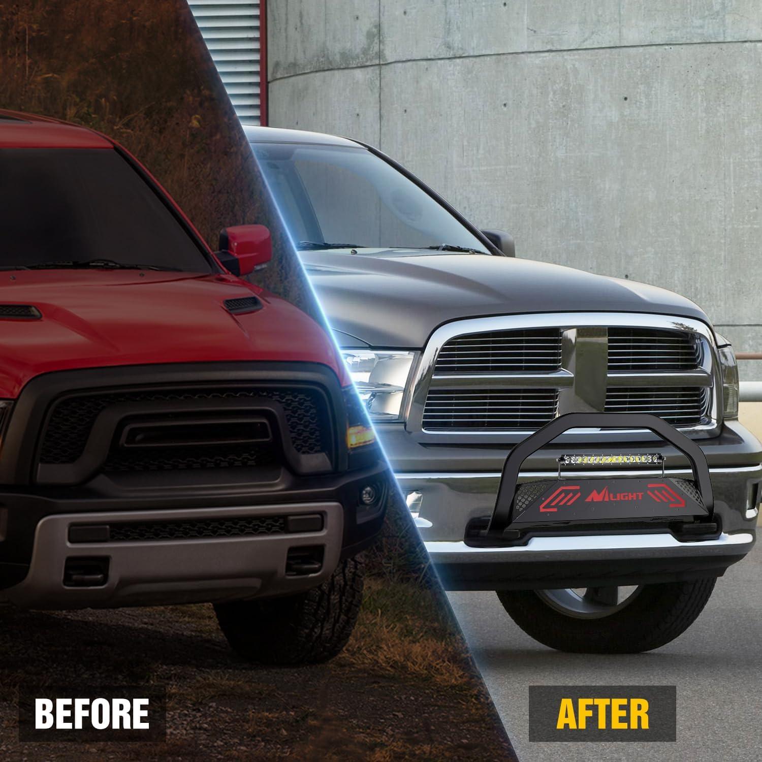 image:imageNilight Bull Bar with Light fits 20032008 Honda Pilot 20062015 Honda Ridgeline 20012006 Acura MDX Front Bumper Grille Brush Push Guard with Skid Plate Licence Plate Hole BlackDodge Ram 20092018