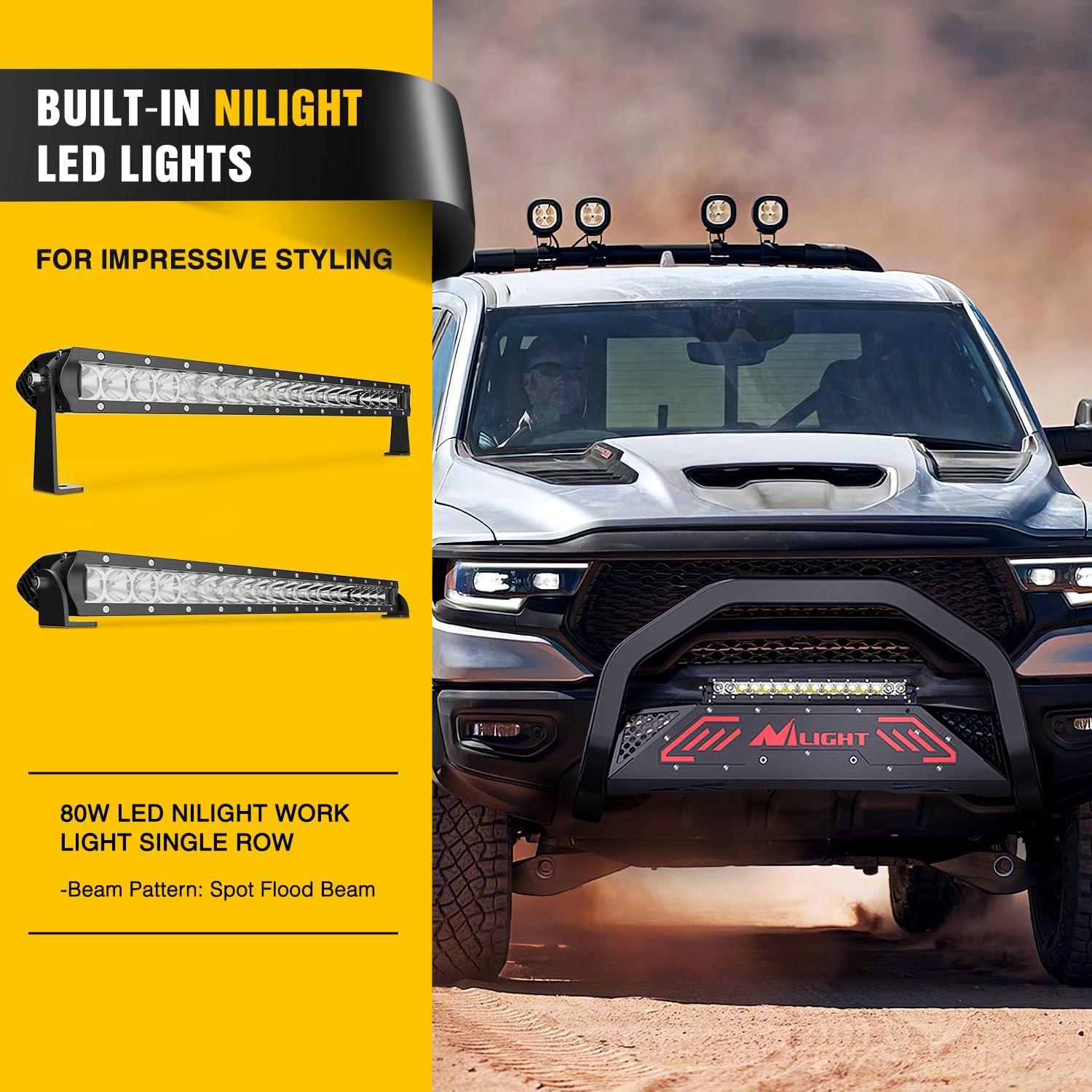 image:imageNilight Bull Bar with Light fits 20032008 Honda Pilot 20062015 Honda Ridgeline 20012006 Acura MDX Front Bumper Grille Brush Push Guard with Skid Plate Licence Plate Hole BlackDodge Ram 1500 New Body 20192024